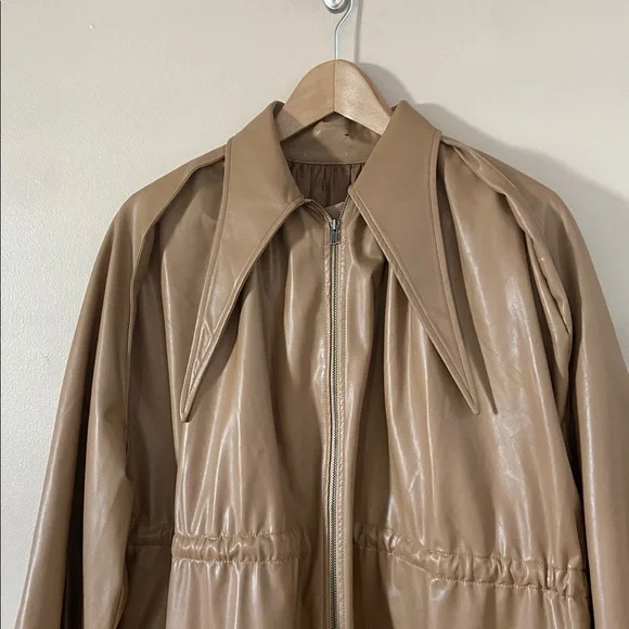 Deveaux New York Ari Camel Brown Vegan Faux Leather Jacket - Picture 8 of 14